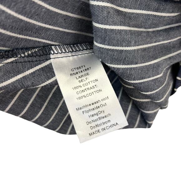 TCEC Navy White Striped Frilled Velvet Bow Top Large - Picture 3 of 5